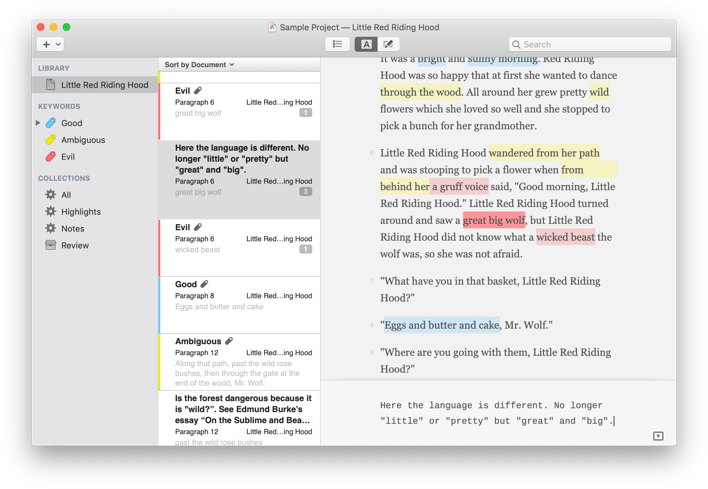 Annotations' user interface